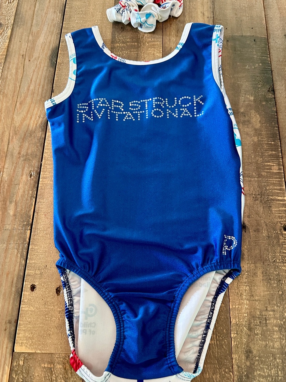 Girls' CL Royal Blue Gymnastics Leotard with Rhinestone Logo